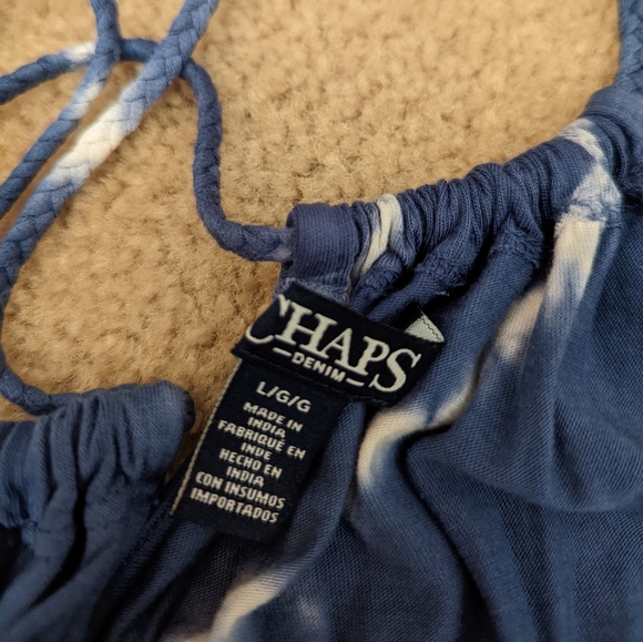 Chaps Blue Tie Dye Halter Tank Top, Large - Picture 5 of 7
